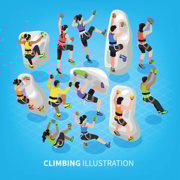 Isometric Climbing Sports Background Vector Illustration