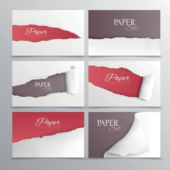 Torn Paper Cards Realistic Set Vector Illustration