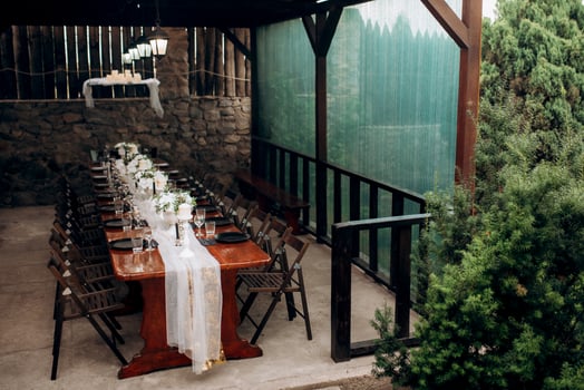 Banquet hall for weddings with decorative elements photo