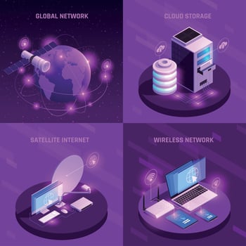 Global Network Isometric Design Concept Vector Illustration