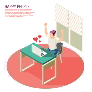 Happy People Isometric Composition Vector Illustration