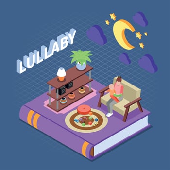 Reading Isometric Concept Vector Illustration