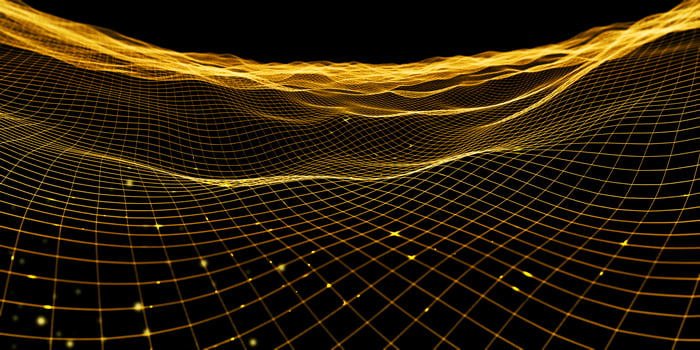 Abstract wave grid Neon color mesh light effect 3d illustration photo