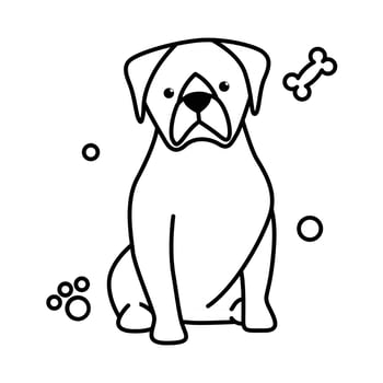 Cute Cartoon Vector Illustration icon of a big dog. It is outline style.