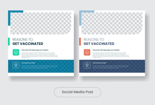 Vaccine coronavirus covid19 social media post banner template set vector