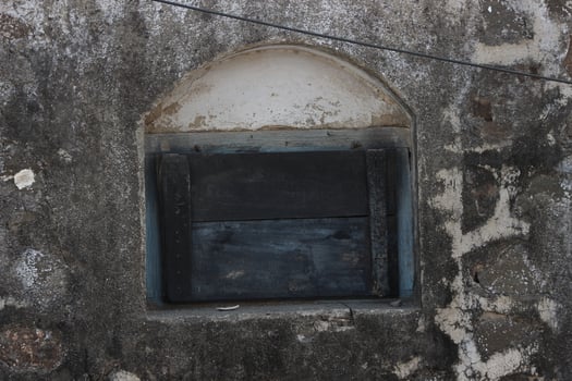 door with window with wood background photo