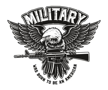 uma ilustração em vetor de uma águia americana com rifle m16