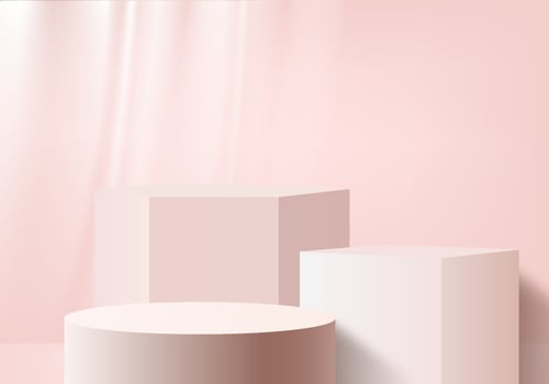 Minimal pink podium and scene with 3d render vector in abstract abackground composition, 3d illustration mock up scene geometry shape platform forms for product display. stage for product in modern.