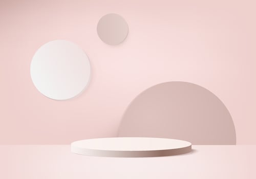 Minimal pink podium and scene with 3d render vector in abstract abackground composition, 3d illustration mock up scene geometry shape platform forms for product display. stage for product in modern.