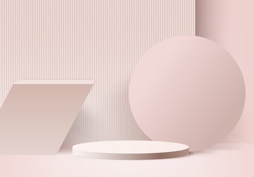 Minimal pink podium and scene with 3d render vector in abstract abackground composition, 3d illustration mock up scene geometry shape platform forms for product display. stage for product in modern.