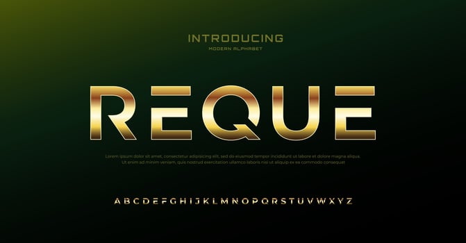 Future modern gold alphabet font. Typography urban style fonts for sport, technology, digital, movie logo design vector