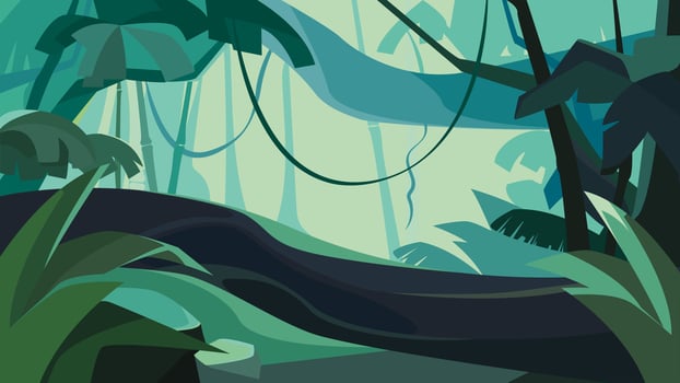 Dense tropical forest. vector