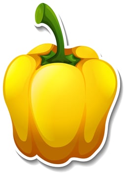 Yellow capsicum sticker on white background vector