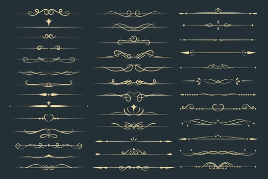Vector luxury wedding line frame and ornate swirl dividers.