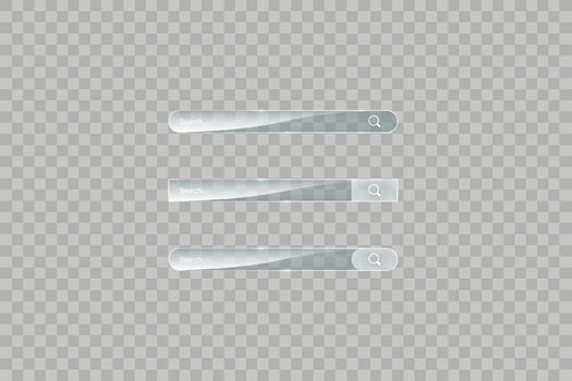 Search bar template. Vector web search illustration. Transparent glass search bar
