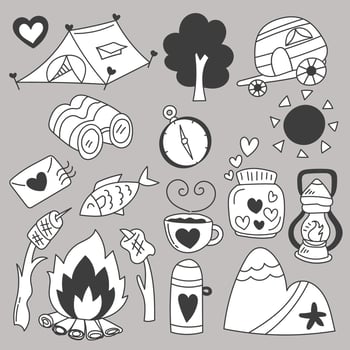 Set of summer holiday hand drawing sketch vector