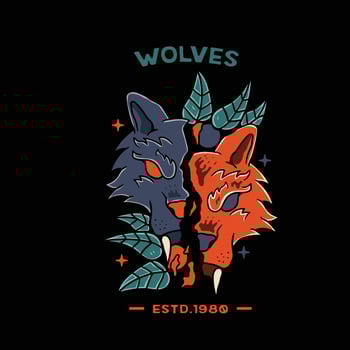 Wollf With Skull orange illustration for tshirt and tattoo vector