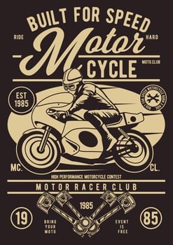 Built For Speed Motorcycle Vintage Badge, Retro Badge Design vector