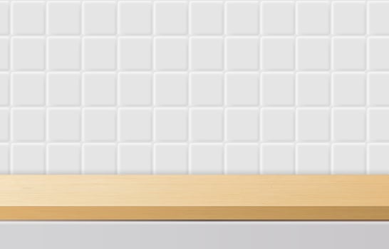 Empty minimal wooden top table, wood podium in white background. for product presentation, mock up, show cosmetic product display, Podium, stage pedestal or platform. 3d vector
