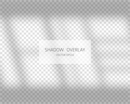 Shadow overlay effect. Natural shadows from window isolated on transparent background. Vector illustration.