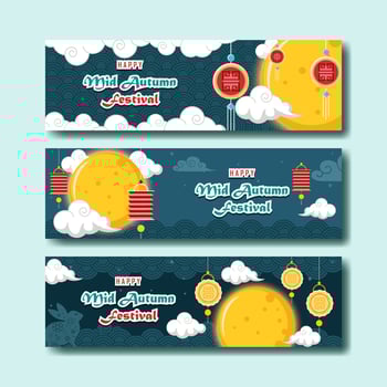 Happy Mid Autumn Festival Banner vector