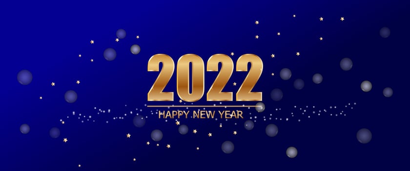 2022 New Year on Blue background with luxury gold text and star of Vector. vector