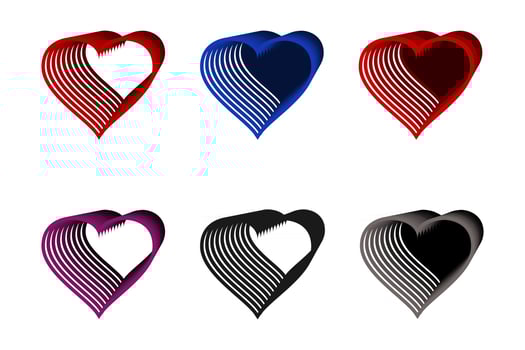 Set of colorful hearts vector