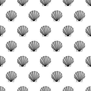 Seamless pattern with seashells. Marine background.  Hand drawn vector illustration in sketch style. Perfect for greetings, invitations, coloring books, textile, wedding and web design