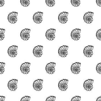 Seamless pattern with seashells. Marine background.  Hand drawn vector illustration in sketch style. Perfect for greetings, invitations, coloring books, textile, wedding and web design