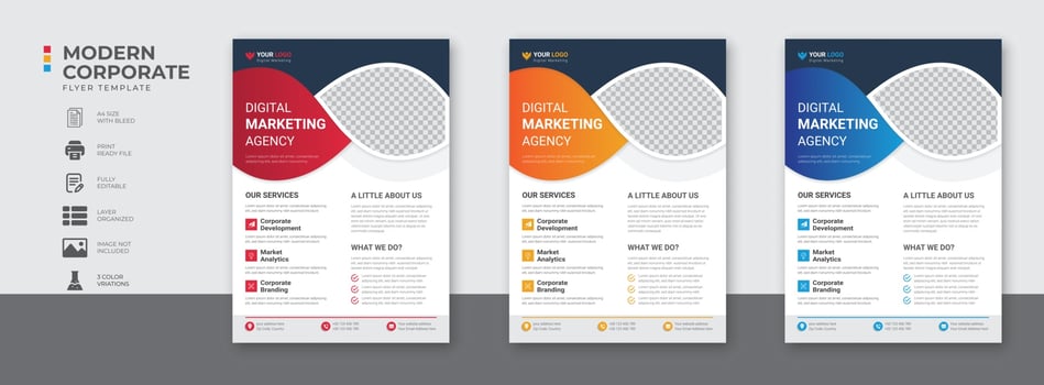 Corporate business digital marketing agency flyer design and brochure cover template vector