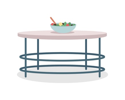 Round kitchen table semi flat color vector object