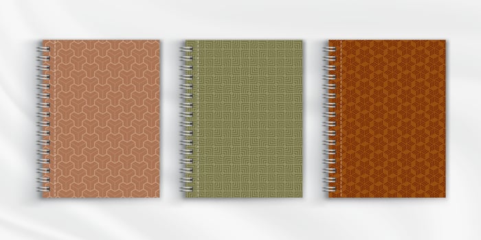 Set of geometric pattern notebook cover background design vector