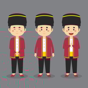 North Maluku Character with Various Expression vector