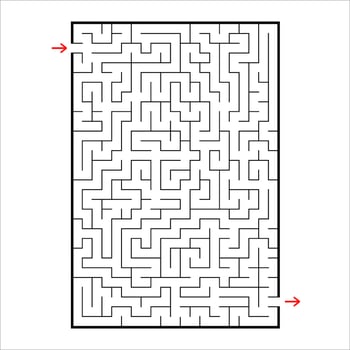 Abstract rectangular maze. Game for kids. Puzzle for children. One entrances, one exit. Labyrinth conundrum. Simple flat vector illustration isolated on white background.