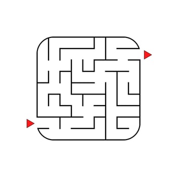 Abstract square maze. Easy level of difficulty. Game for kids. Puzzle for children. One entrances, one exit. Labyrinth conundrum. Flat vector illustration isolated on white background.
