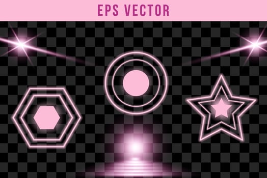 Set 3D shape purple shapes pink shine eps vector