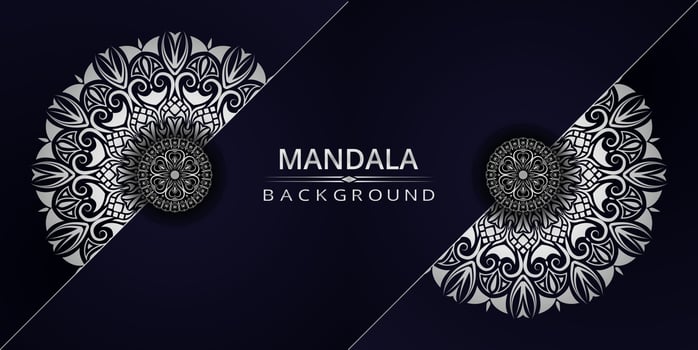 Luxury ornamental mandala design background with silver color vector