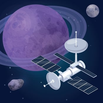 Space Orbit Satellite Composition Vector Illustration