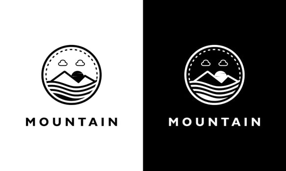 Vintage Sun Mountain sunrise camp adventure vector