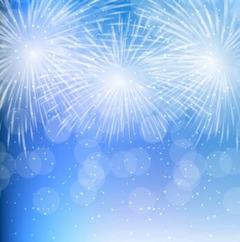 Vector Illustration of Fireworks, Salute on a Dark Background