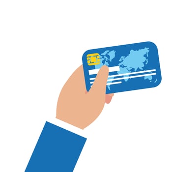 Isolated hand holding credit card vector design