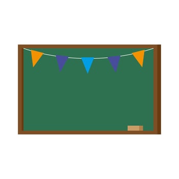 chalkboard school supply with garlands decoration vector
