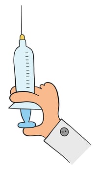 Cartoon doctor or vet holding syringe, vector illustration
