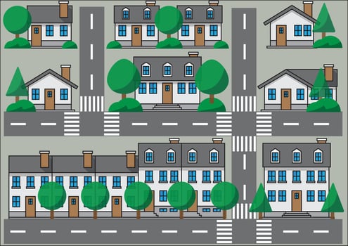 Collection of simplicity suburb houses. vector