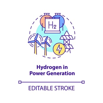Hydrogen in power generation concept icon vector
