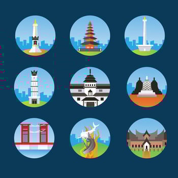 Indonesian Landmark Icons vector