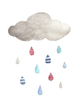 Rainy cloud. Watercolor illustration. vector