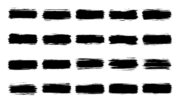 Black grunge brush strokes collection isolated on white background vector