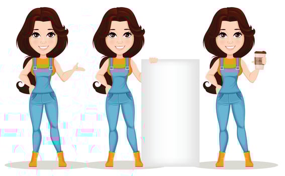 Cute farmer girl cartoon character vector