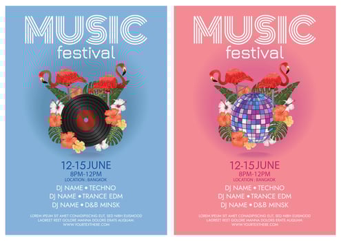 music festival poster  tropical paradise beach party vector